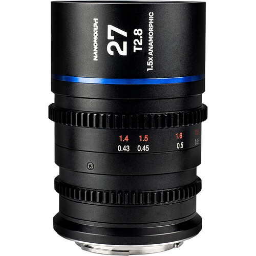 Laowa Nanomorph 27mm T2.8 1.5x S35 Anamorphic (Sony E, Canon RF, Fuji X, m43, ARRI PL & Canon EF) Blue Flare model - 1